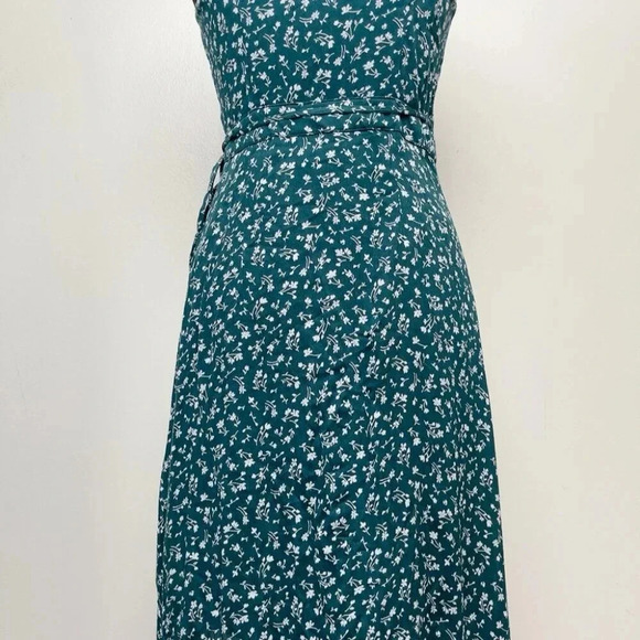 Abercrombie & Fitch Womens  Xsmall Green Ditsy Floral Wrap Dress - Picture 12 of 13